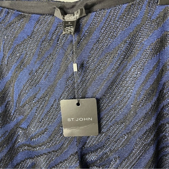 St John Party Animal Pants Blue Black Sequins Size 14 Animal Print Straight Leg - Picture 7 of 10